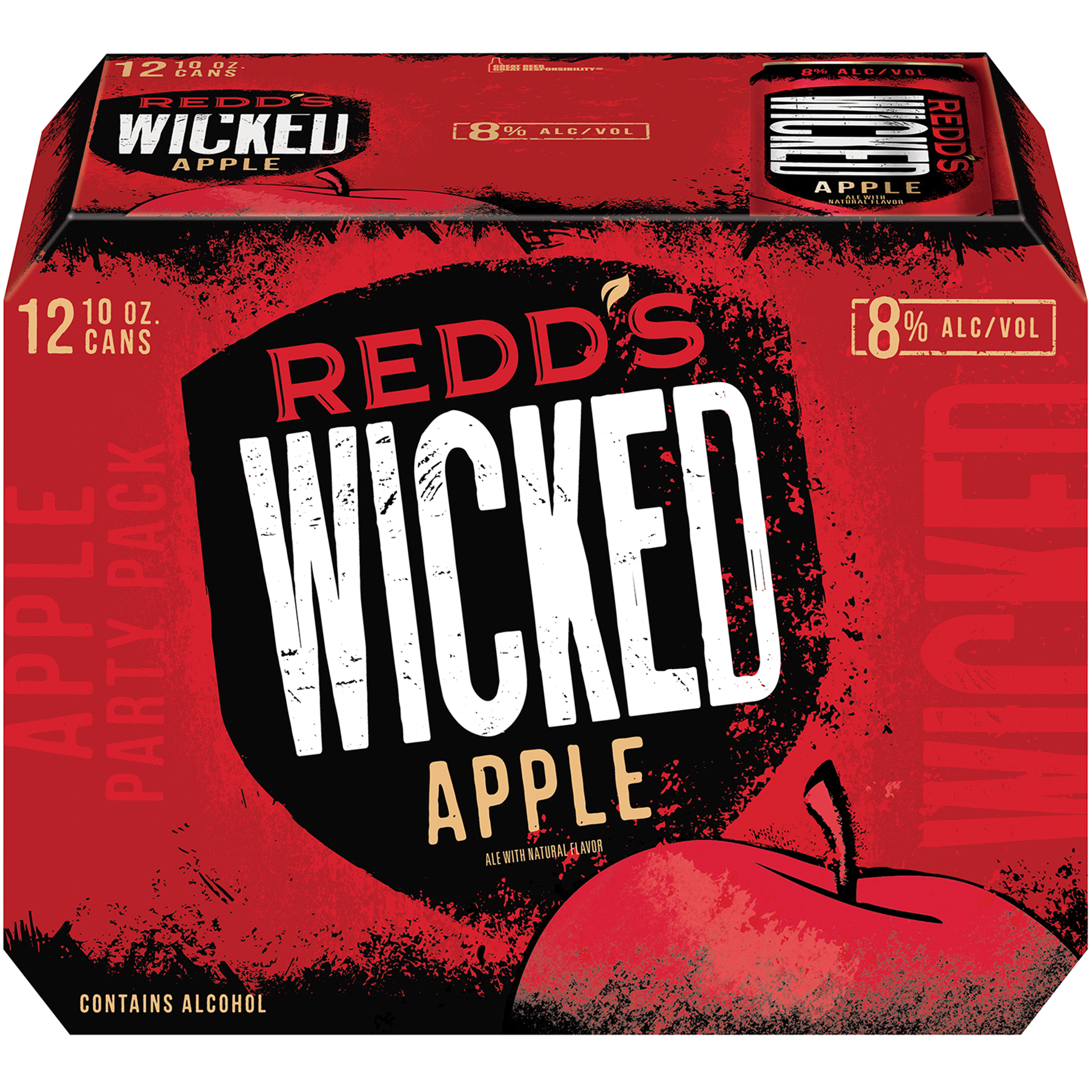 slide 11 of 13, Redd's Wicked Apple Ale Beer, 8% ABV, 12 ct; 10 fl oz