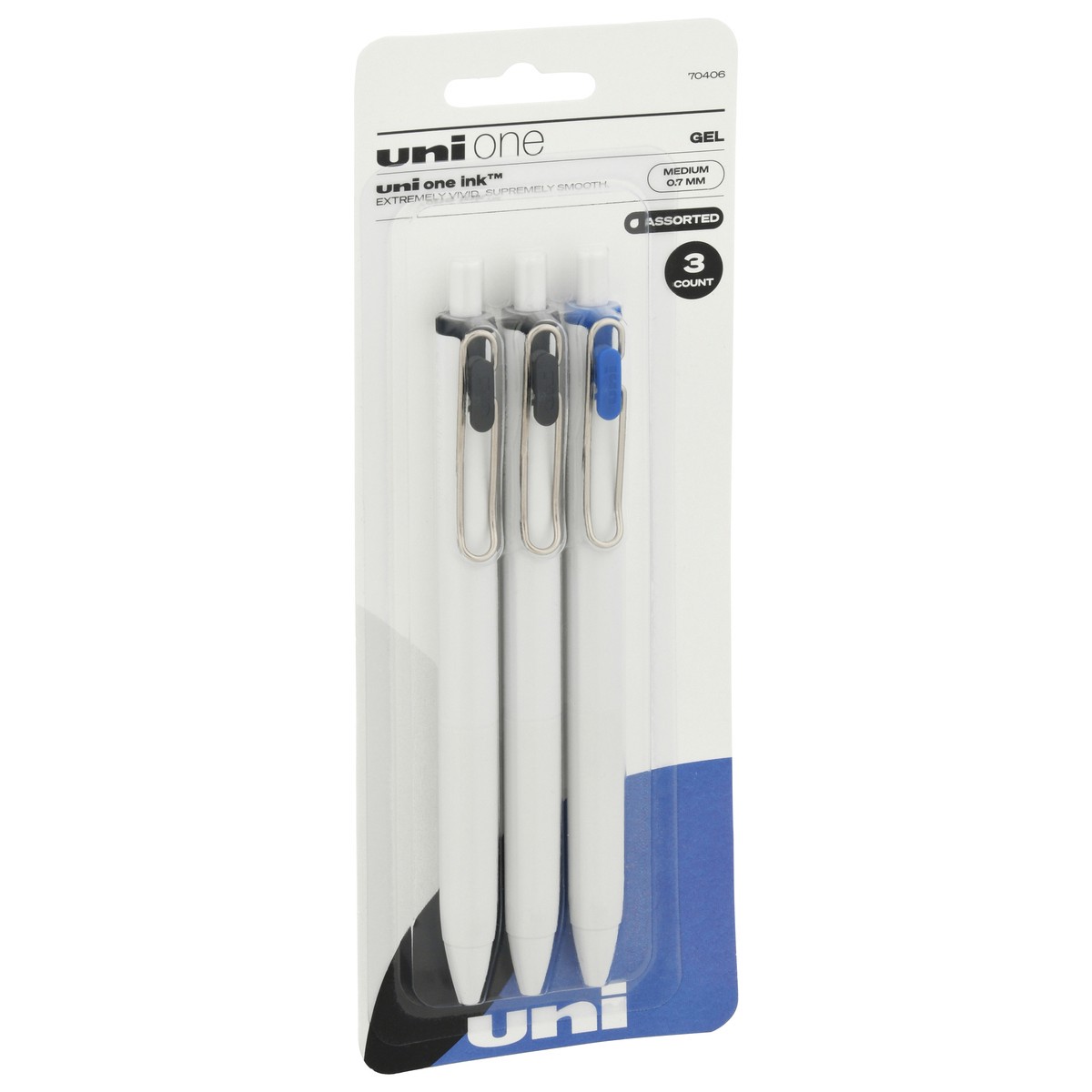 slide 2 of 10, Uni One Medium 0.7 mm Assorted Gel Pens 3 ea, 3 ct