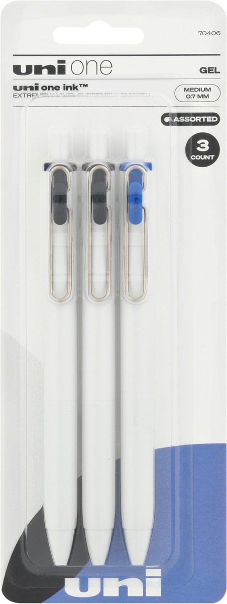 slide 4 of 10, Uni One Medium 0.7 mm Assorted Gel Pens 3 ea, 3 ct