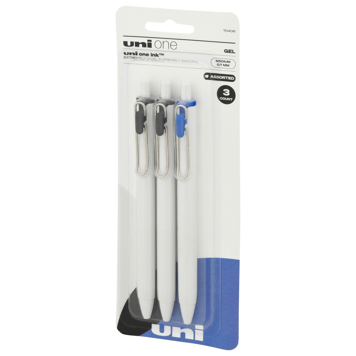 slide 7 of 10, Uni One Medium 0.7 mm Assorted Gel Pens 3 ea, 3 ct