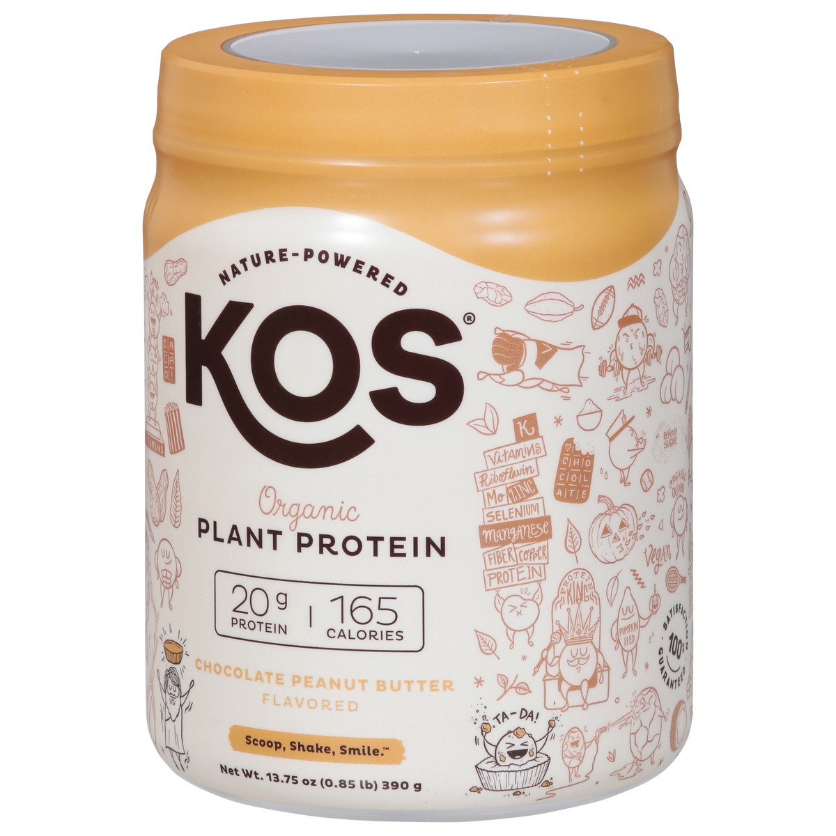 slide 11 of 11, KOS Organic Chocolate Peanut Butter Flavored Plant Protein 13.75 oz, 13.75 oz