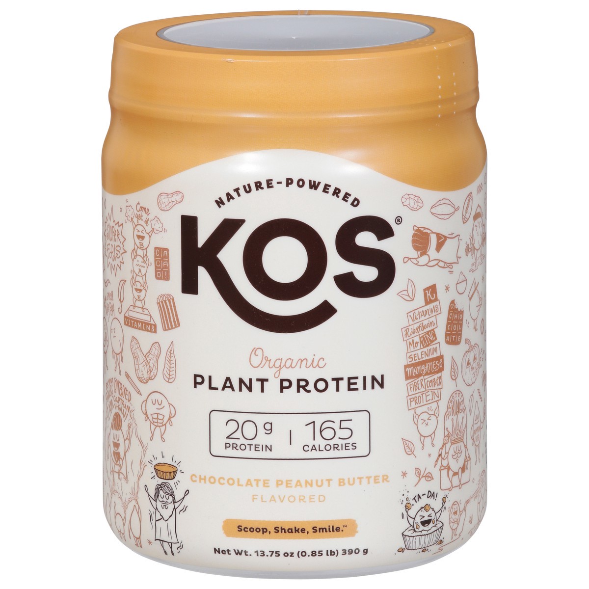slide 1 of 11, KOS Organic Chocolate Peanut Butter Flavored Plant Protein 13.75 oz, 13.75 oz