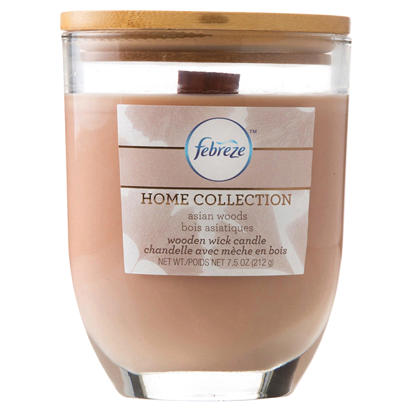 slide 1 of 1, Febreze Home Collection Wooden Wick Asian Woods Candle, 7.5 oz