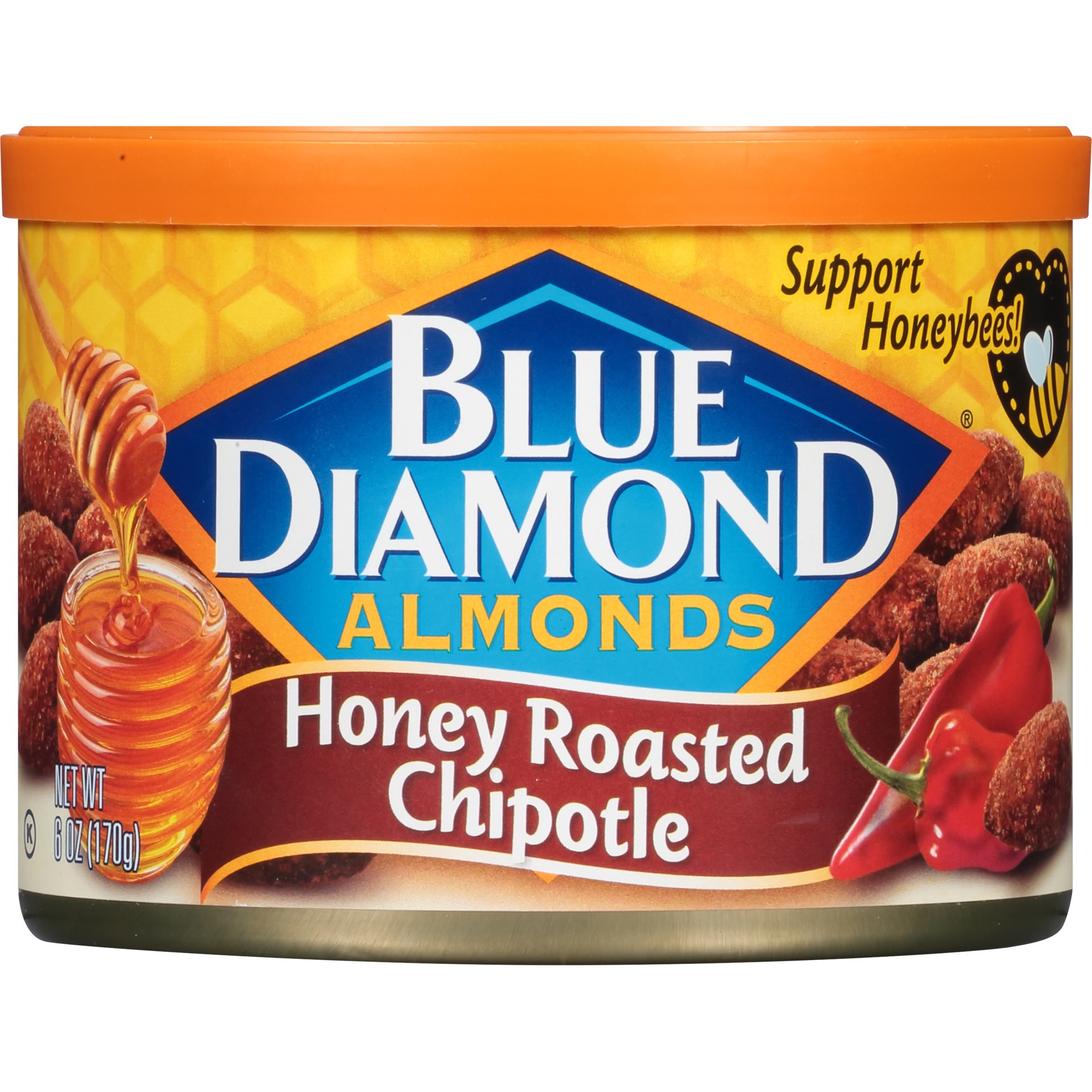 slide 1 of 2, Blue Diamond, Honey Roasted Chipotle Almonds, 6oz Bag, 6 oz