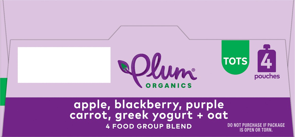 slide 9 of 9, Plum Organics Mighty Morning 4 Apple, Blackberry, Purple Carrot, Greek Yogurt + Oat 4oz Pouch-4-Pack, 4 ct