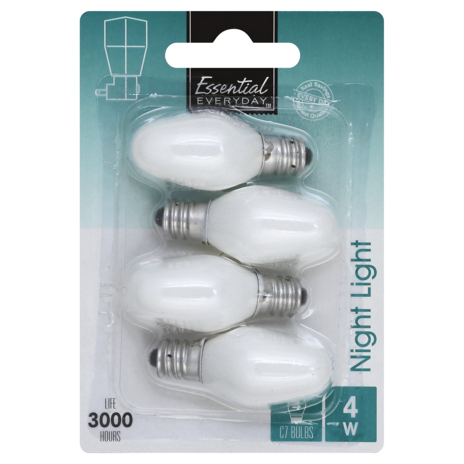 slide 1 of 1, Essential Everyday Light Bulb, Night Light, 4 Watts, 4 ct