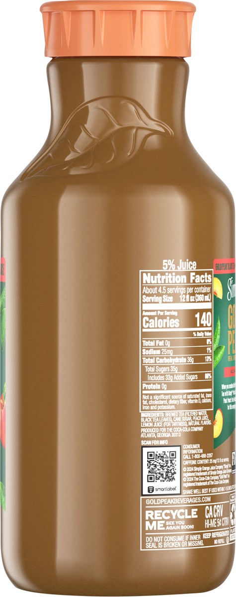 slide 2 of 11, Simply Gold Peak - Tea & Peach Bottle, 52 fl oz, 52 fl oz