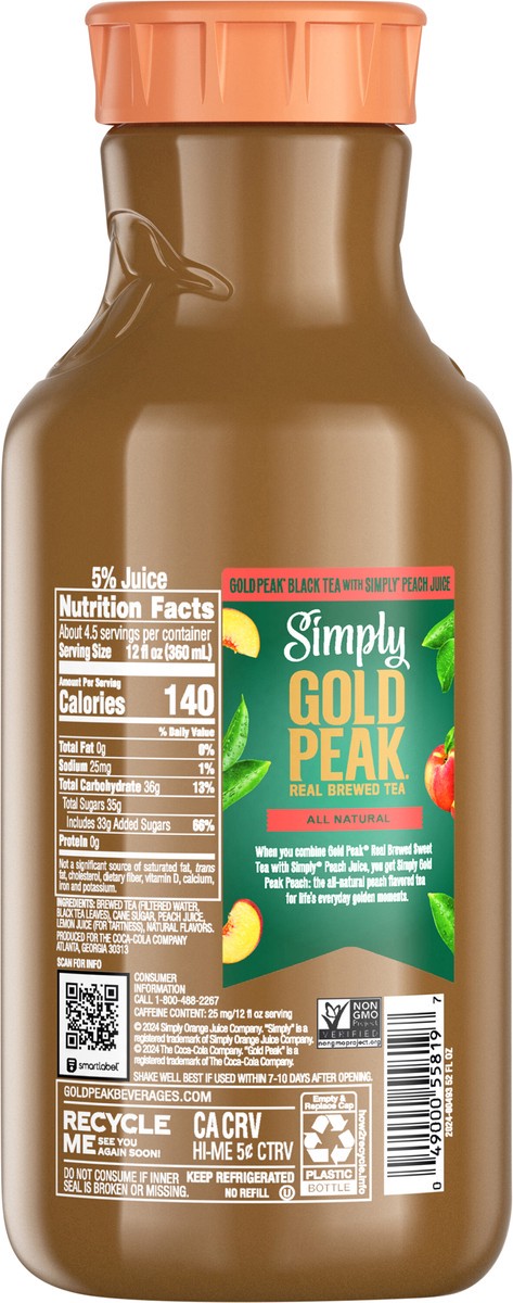 slide 9 of 11, Simply Gold Peak - Tea & Peach Bottle, 52 fl oz, 52 fl oz