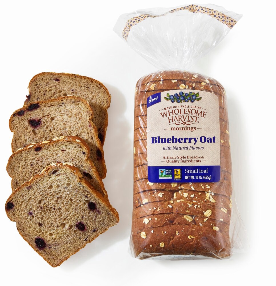 slide 2 of 6, Wholesome Harvest Blueberry & Oat Sliced Bread, 15 oz