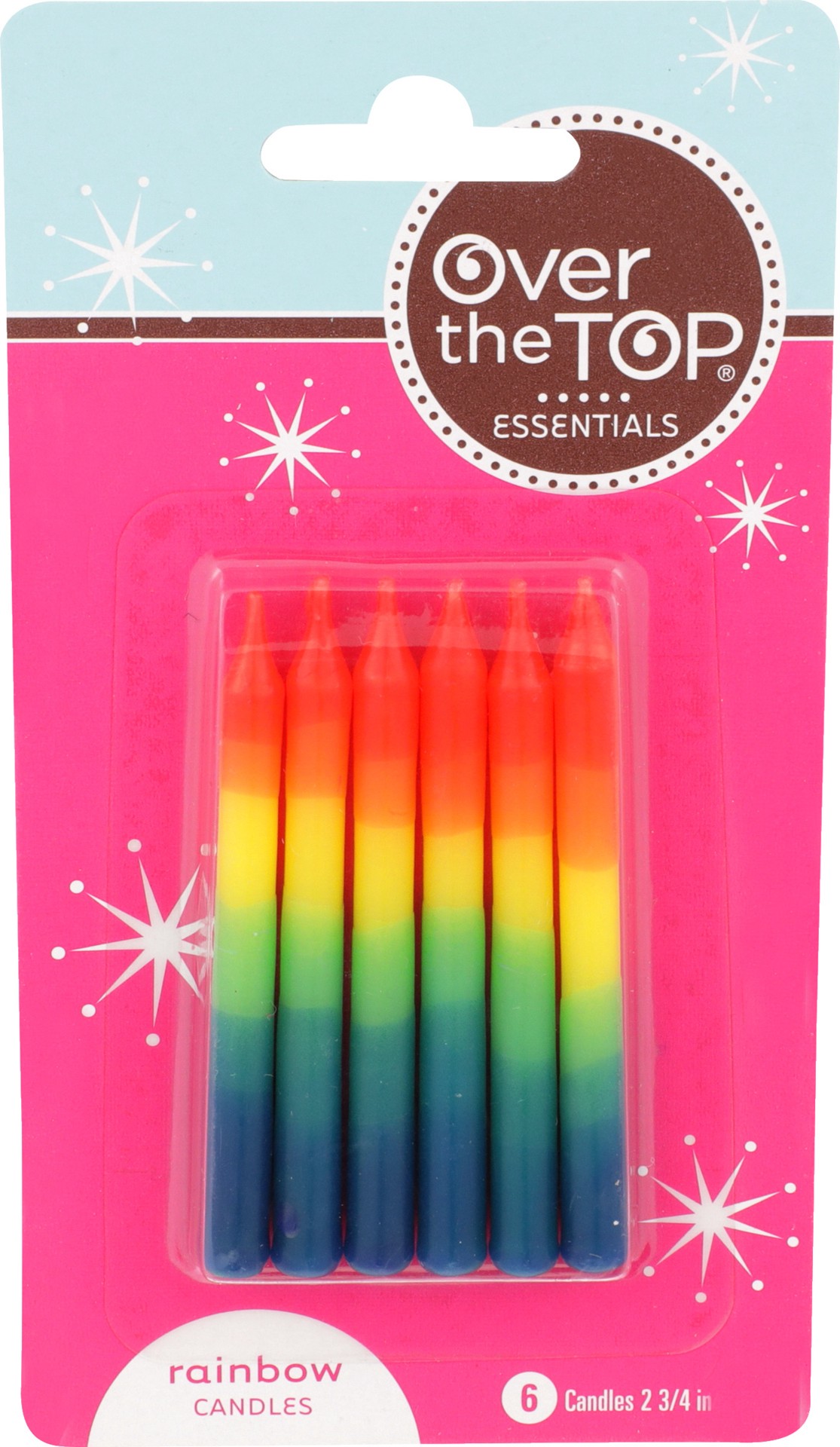 slide 1 of 1, Over The Top Rainbow Candles, 6 ct