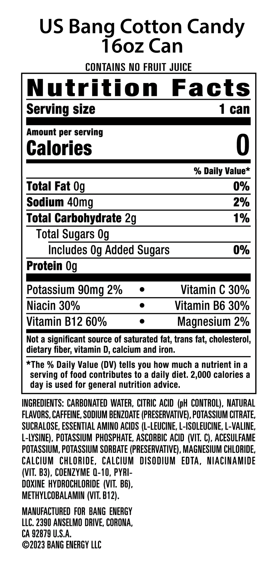 slide 2 of 2, Bang Energy Cotton Candy - 12 ct; 16 fl oz, 12 ct; 16 fl oz