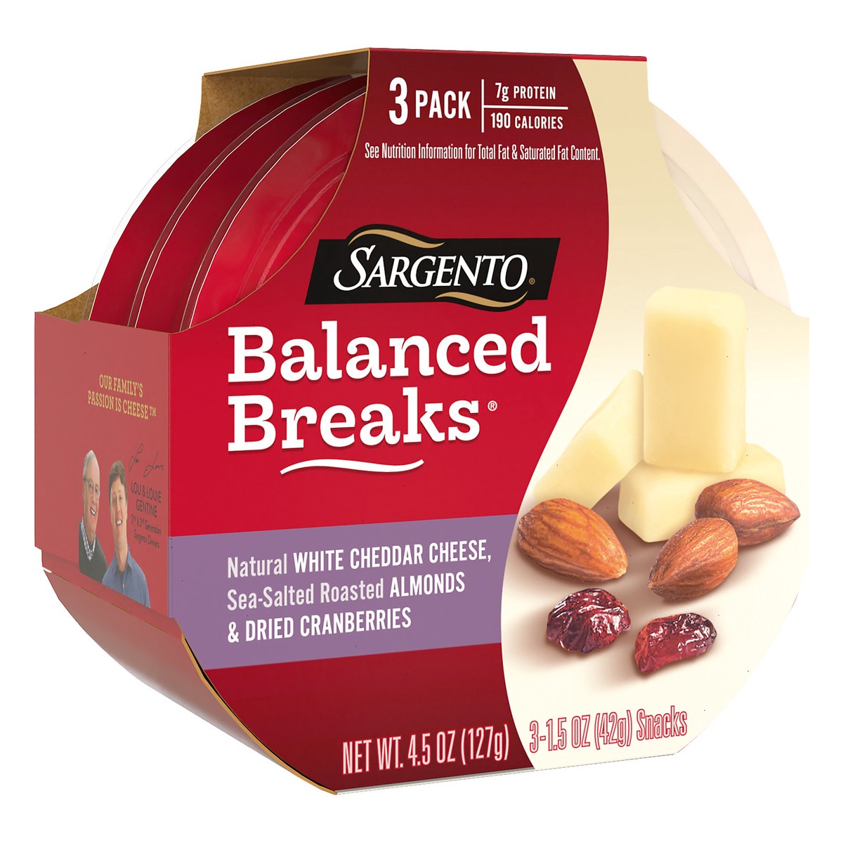 slide 2 of 9, Sargento Balanced Breaks Natural White Cheddar, Sea-Salted Roasted Almonds & Dried Cranberries - 4.5oz/3ct, 