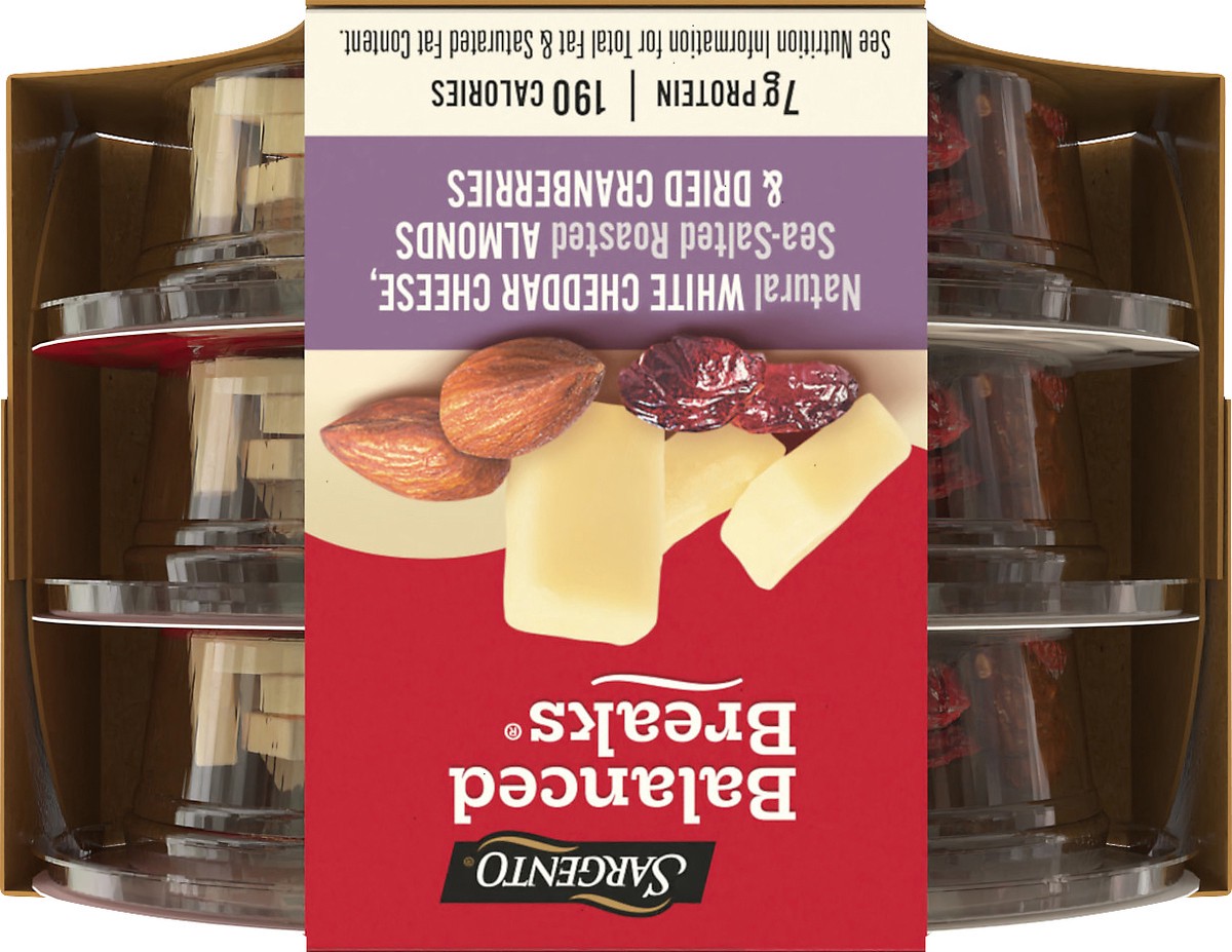 slide 9 of 9, Sargento Balanced Breaks Natural White Cheddar, Sea-Salted Roasted Almonds & Dried Cranberries - 4.5oz/3ct, 