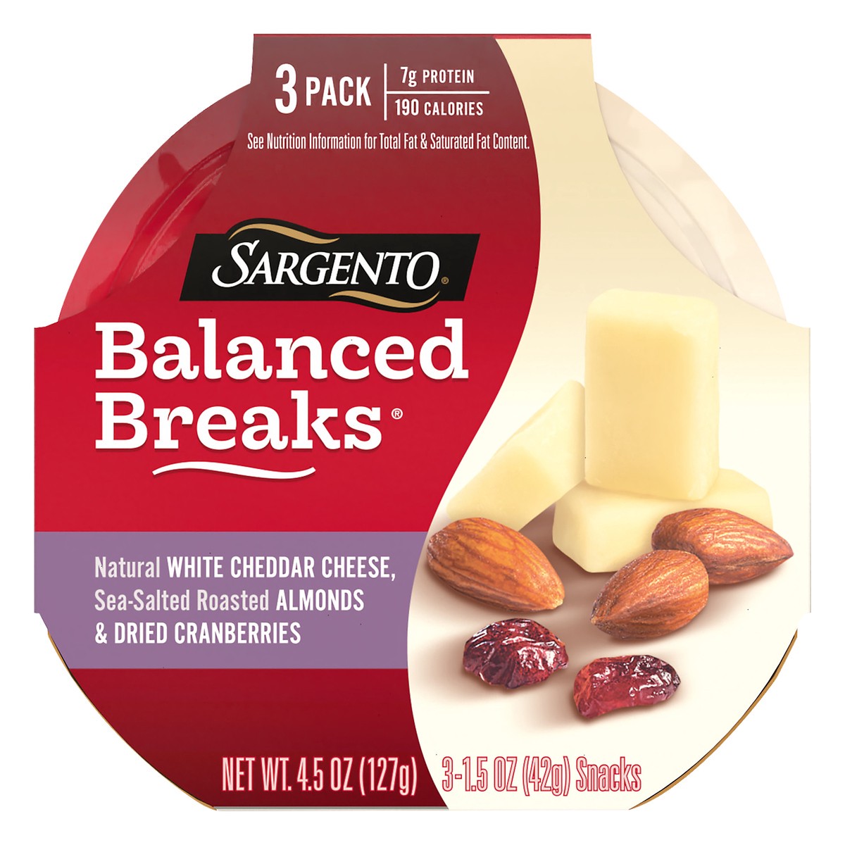 slide 1 of 9, Sargento Balanced Breaks Natural White Cheddar, Sea-Salted Roasted Almonds & Dried Cranberries - 4.5oz/3ct, 