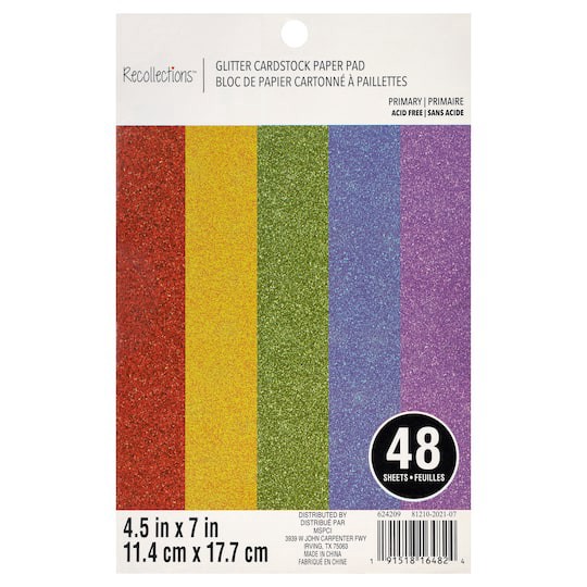 slide 1 of 3, Rainbow Glitter Cardstock Paper Pad By Recollections, 4.5" X 7", 4.5 in x 7 in