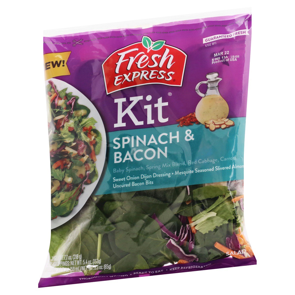 slide 5 of 9, Fresh Express Spinach & Bacon Salad Kit 7.7 oz, 7.7 oz