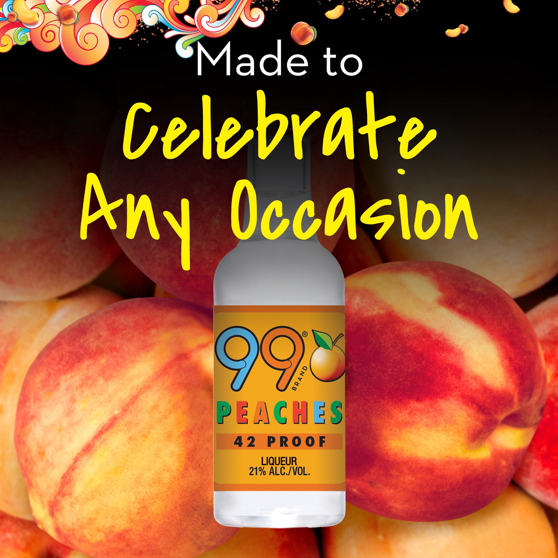 slide 3 of 5, 99 Brand Peaches Liqueur, 50 ml