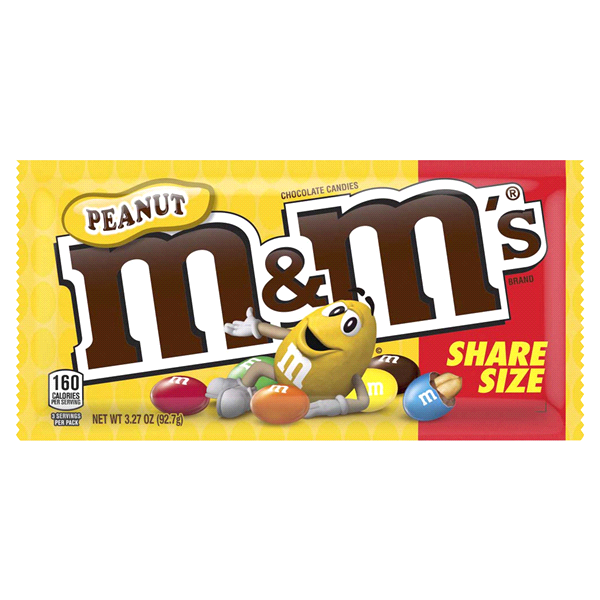 slide 1 of 1, M&M's Chocolate Candies Peanut Sharing Size, 3.27 oz