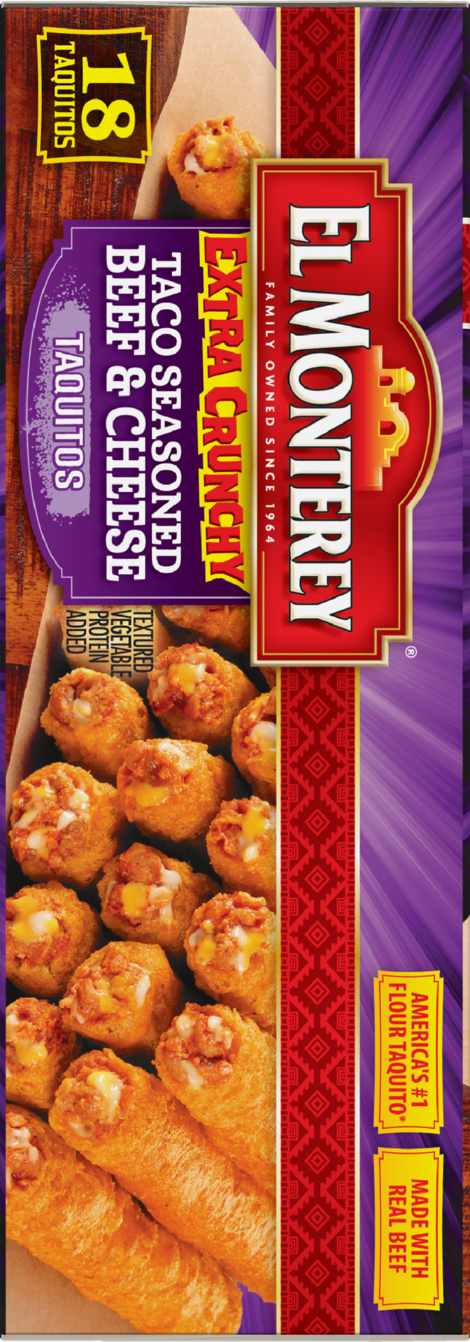 slide 2 of 5, El Monterey Extra Crunchy Taco Seasoned Beef & Cheese Taquitos 18ct, 20.7oz (Frozen), 18 ct