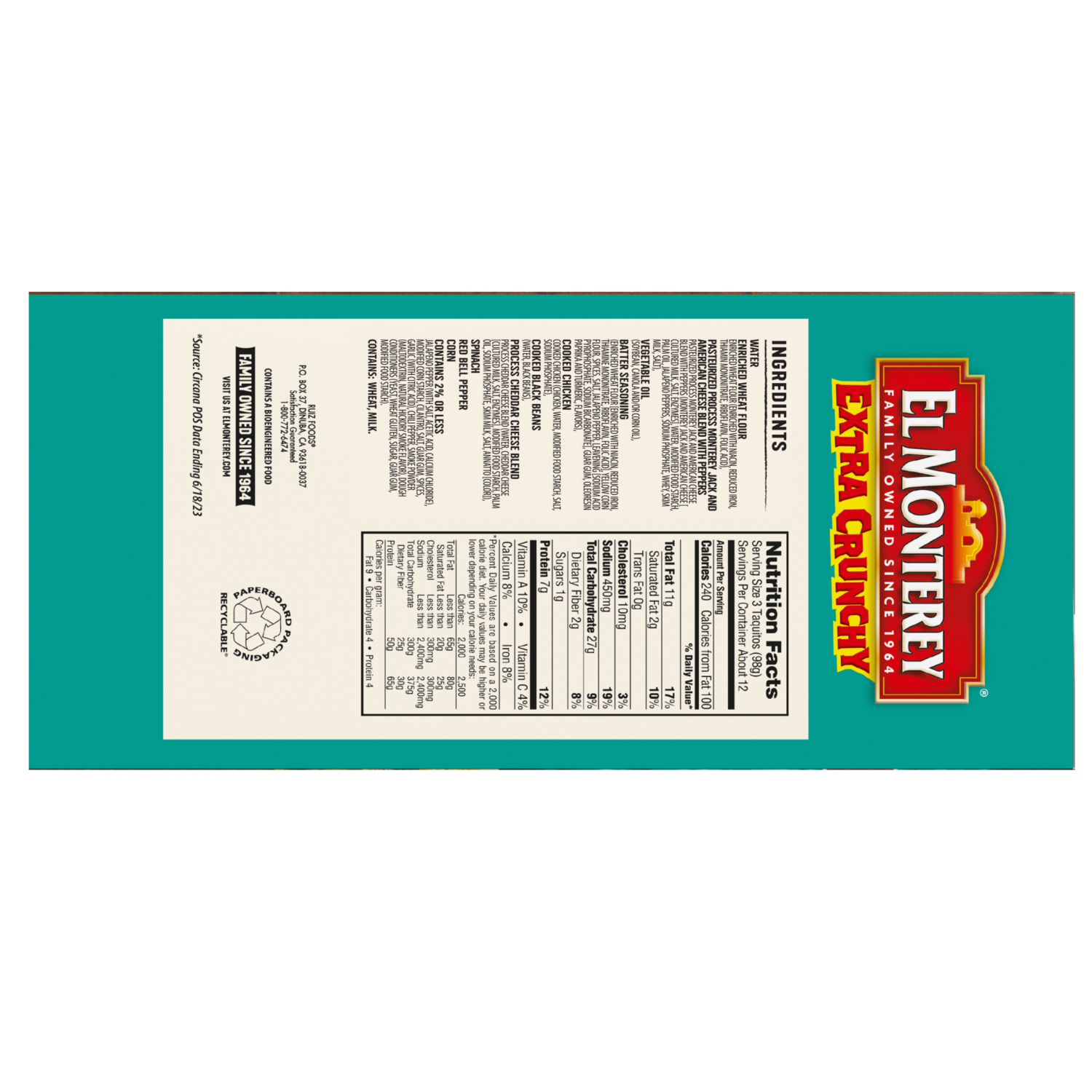 slide 2 of 6, El Monterey Extra Crunchy Southwest Chicken Taquito Value Pack, 38 Count, 38 ct