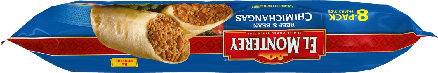 slide 4 of 4, El Monterey Beef & Bean Chimichangas, 8 Count (Frozen), 8 ct