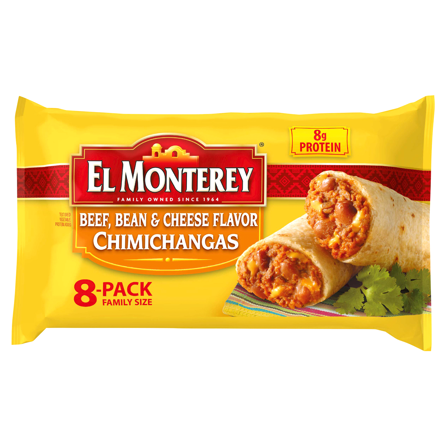 slide 1 of 5, El Monterey Chimichangas, Beef, Bean & Cheese Flavor, 8-Pack, Family Size, 8 ct