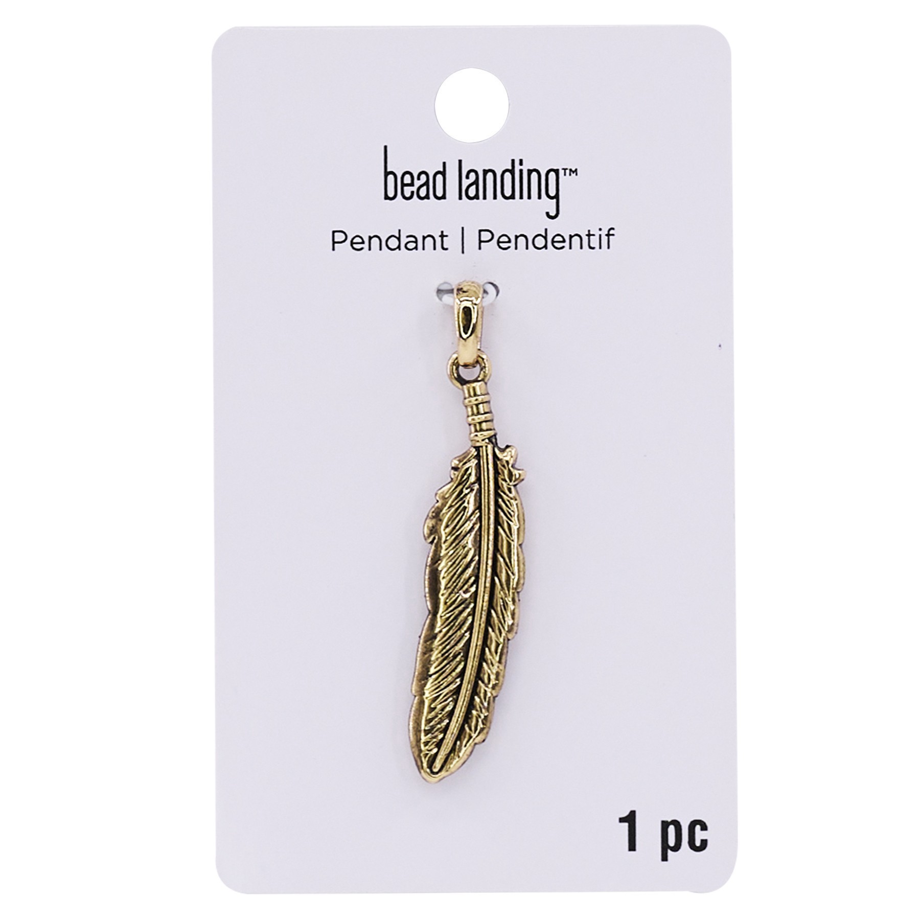 slide 3 of 3, Gold Feather Pendant By Bead Landing, 11 mm