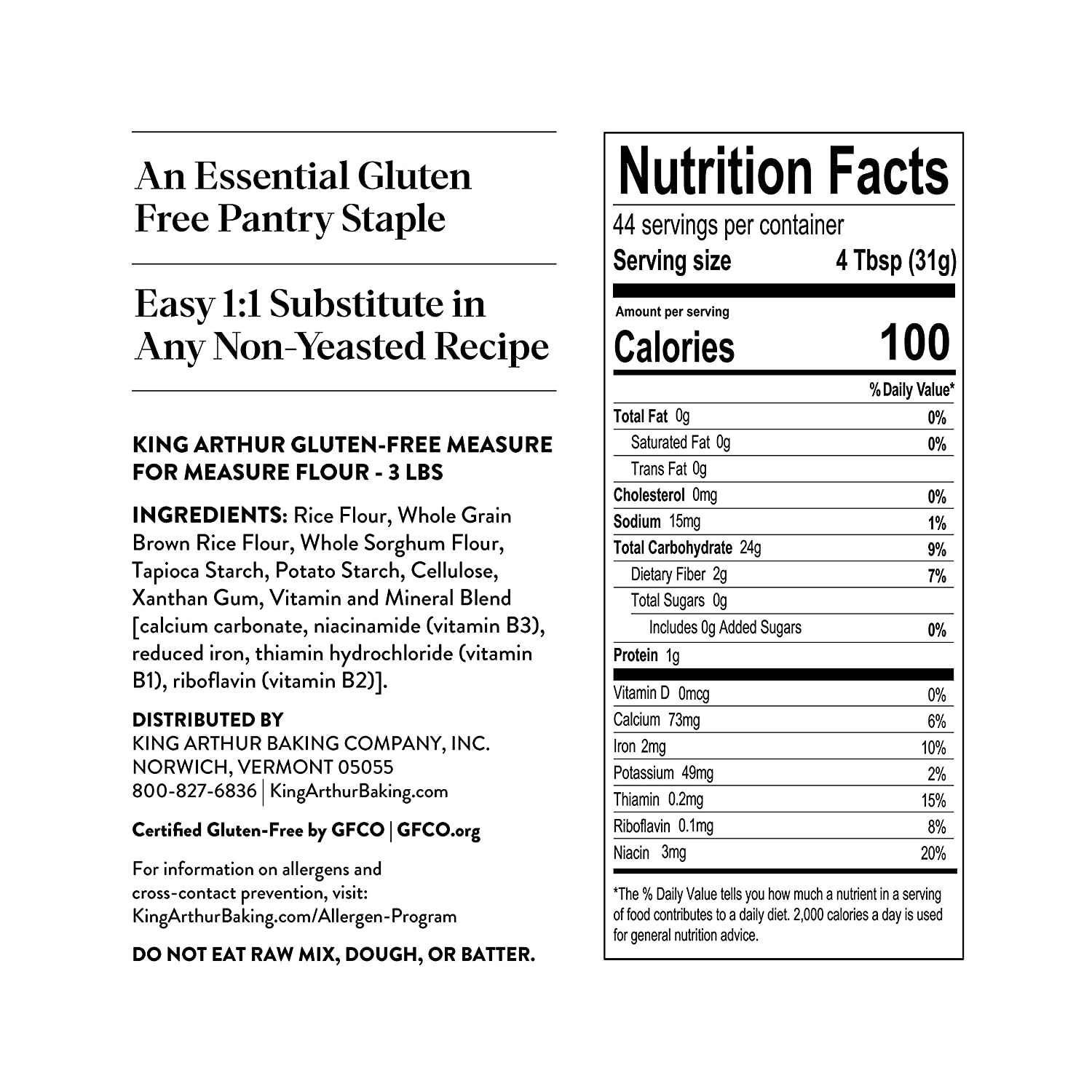 slide 5 of 8, King Arthur Gluten Free Measure for Measure Flour 48 oz, 3 lb