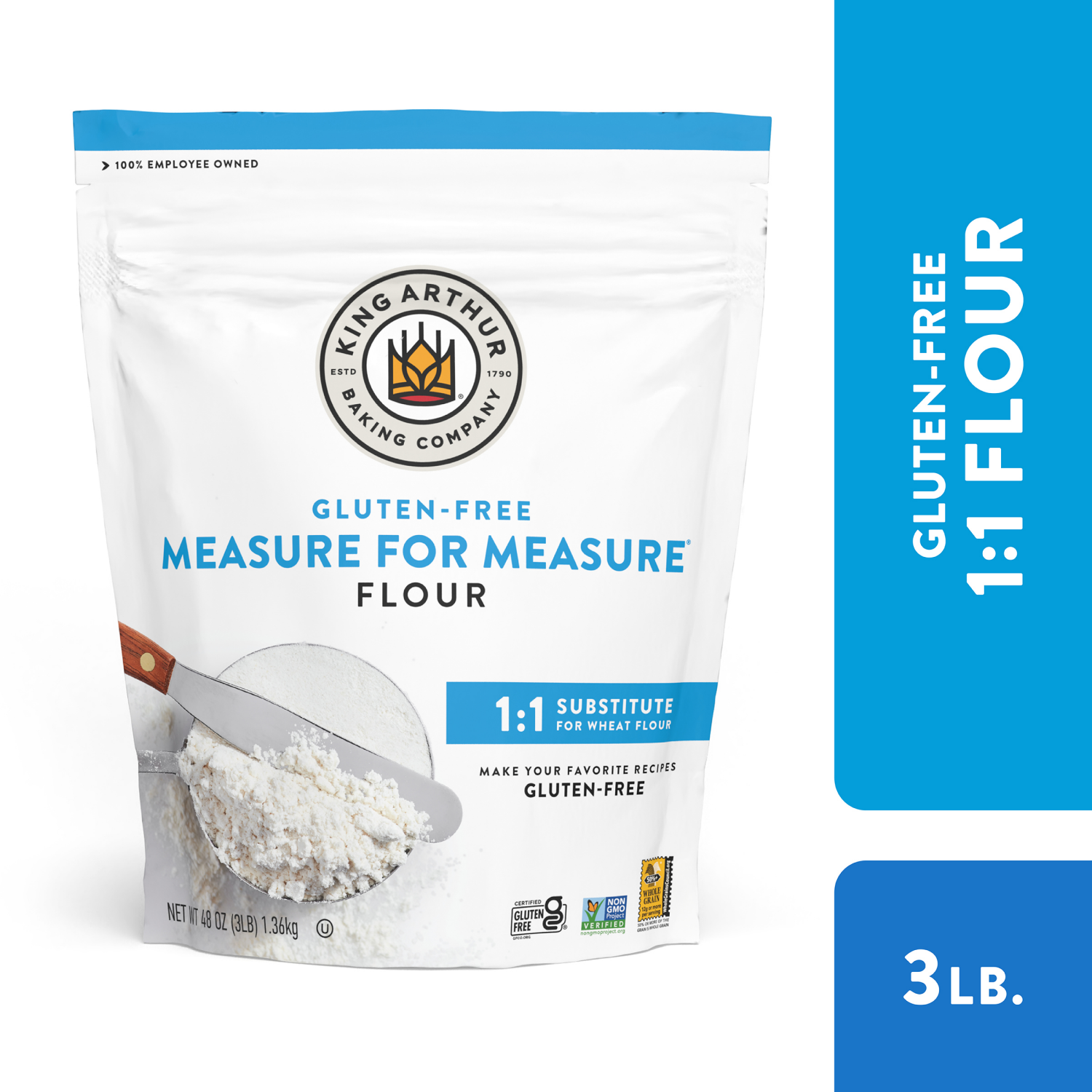 slide 1 of 8, King Arthur Gluten Free Measure for Measure Flour 48 oz, 3 lb