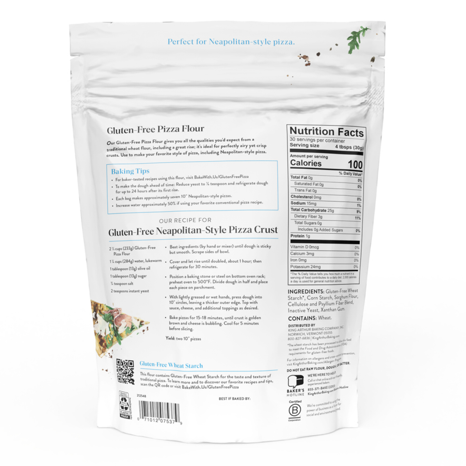 slide 2 of 7, King Arthur Gluten-Free Pizza Flour, 32 oz