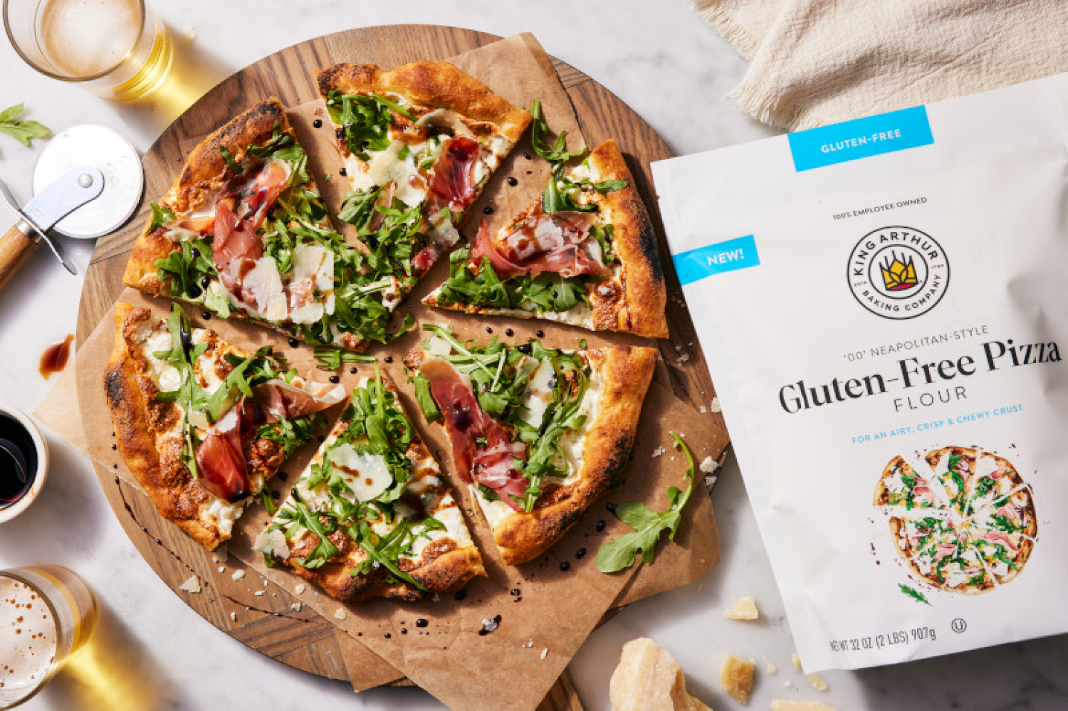 slide 3 of 7, King Arthur Gluten-Free Pizza Flour, 32 oz