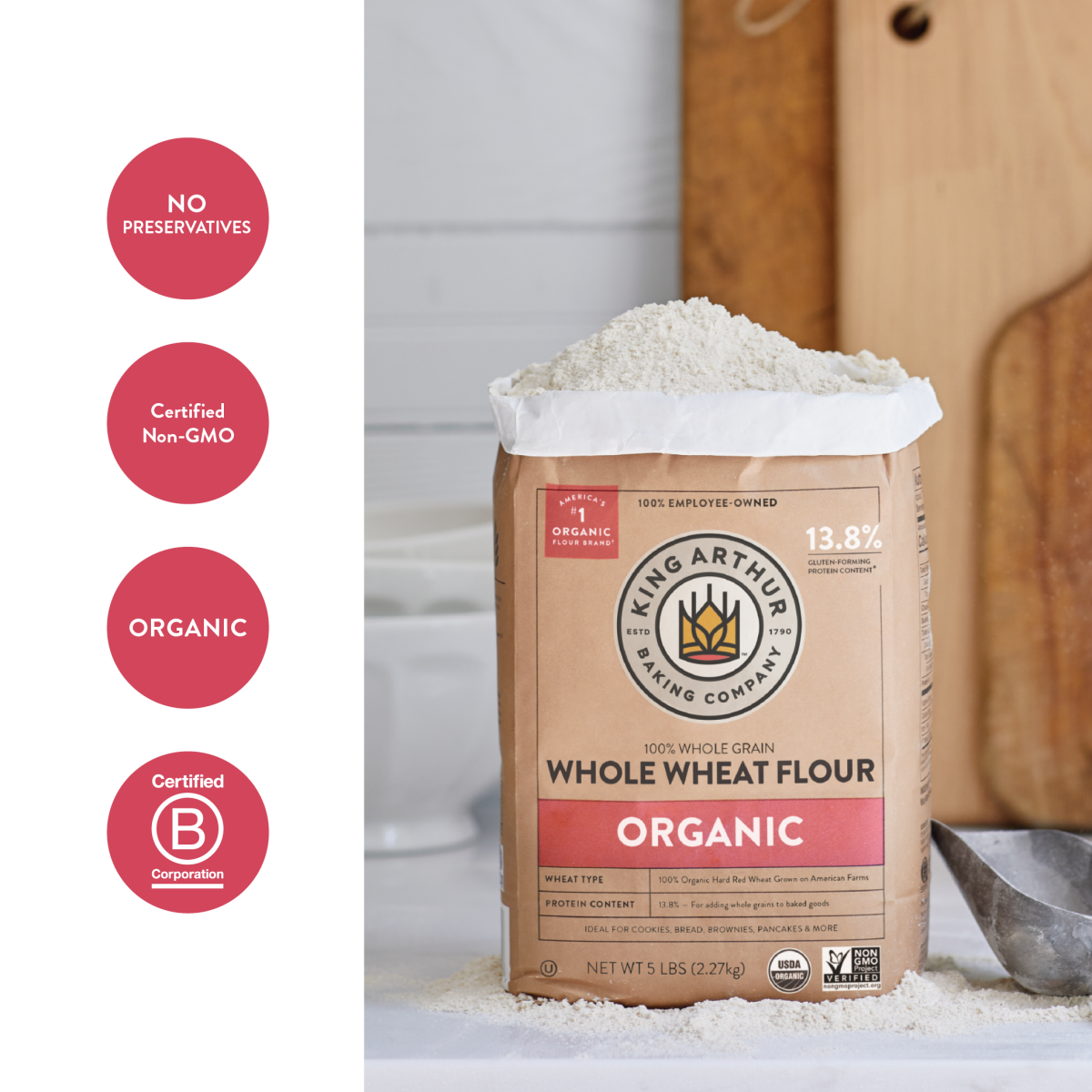 slide 9 of 29, King Arthur Organic Whole Wheat Flour, 5 lb