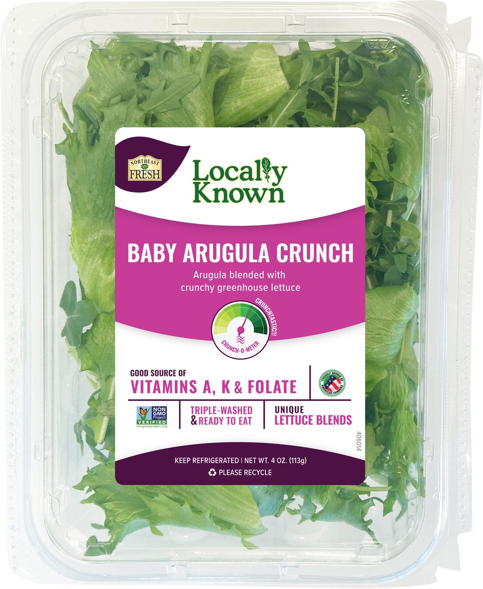 slide 2 of 7, Locally Known 8/4oz Arugula Crunch, 4 oz