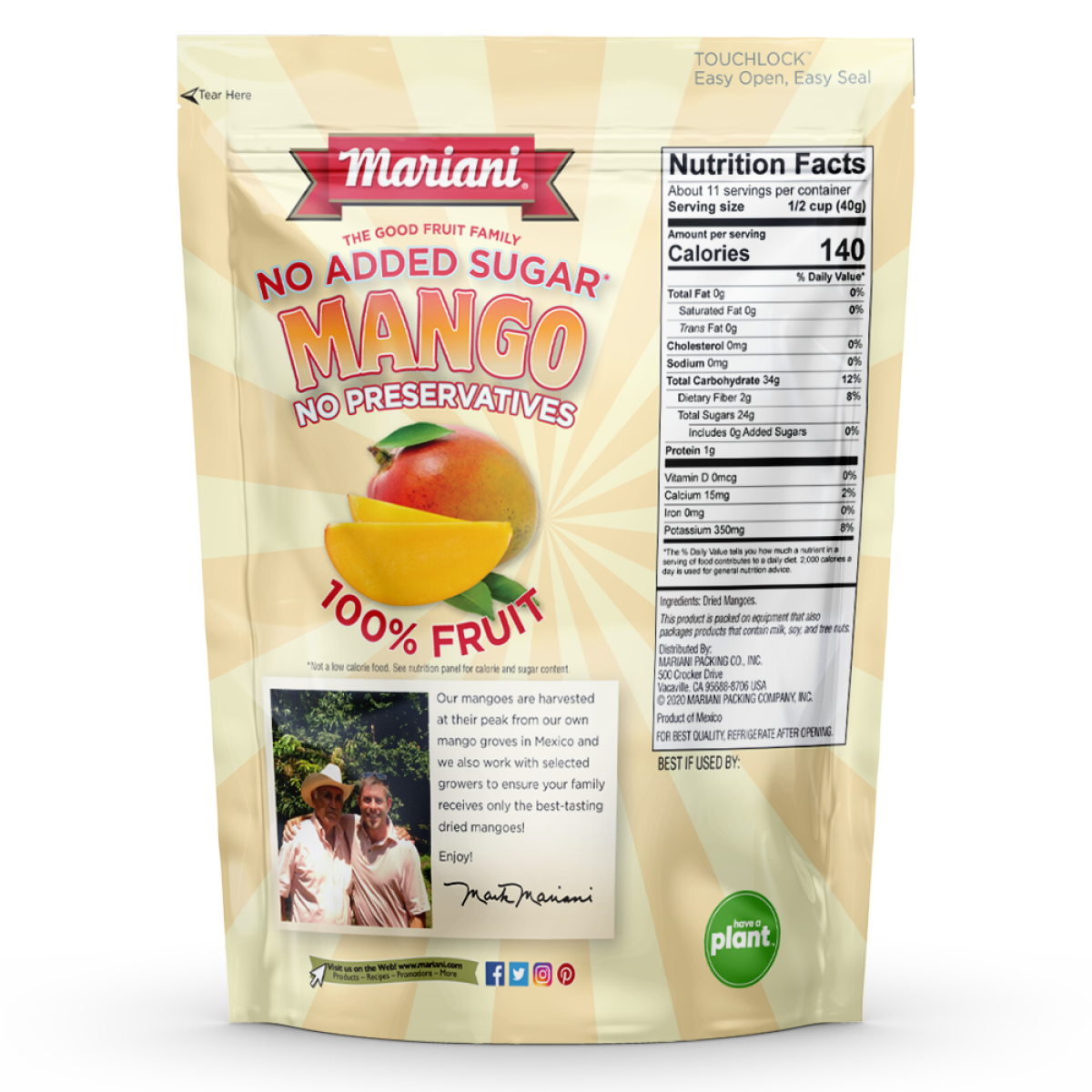 slide 2 of 2, Mariani No Added Sugar Mango 16 oz, 16 oz