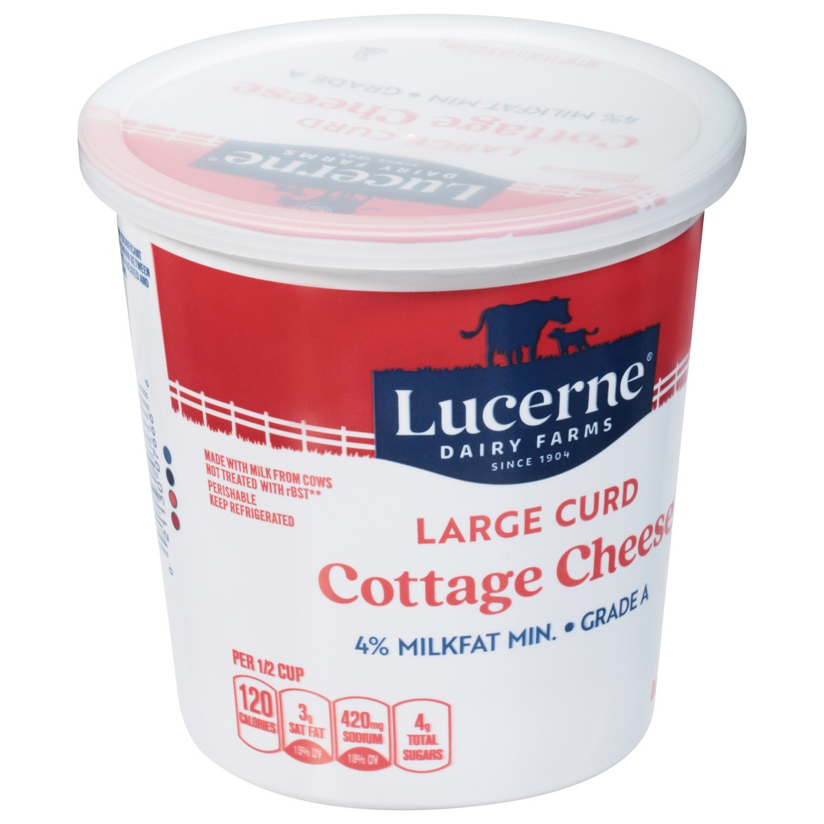 slide 2 of 9, Lucerne Cottage Cheese 4% Large Curd - 24 Oz, 24 oz