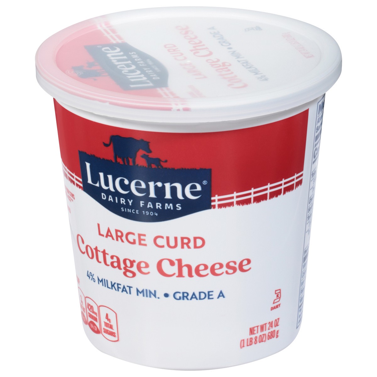 slide 5 of 9, Lucerne Cottage Cheese 4% Large Curd - 24 Oz, 24 oz