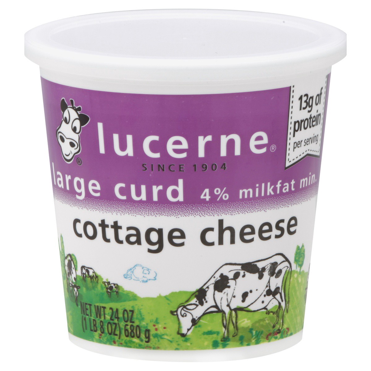 slide 1 of 9, Lucerne Cottage Cheese 4% Large Curd - 24 Oz, 24 oz