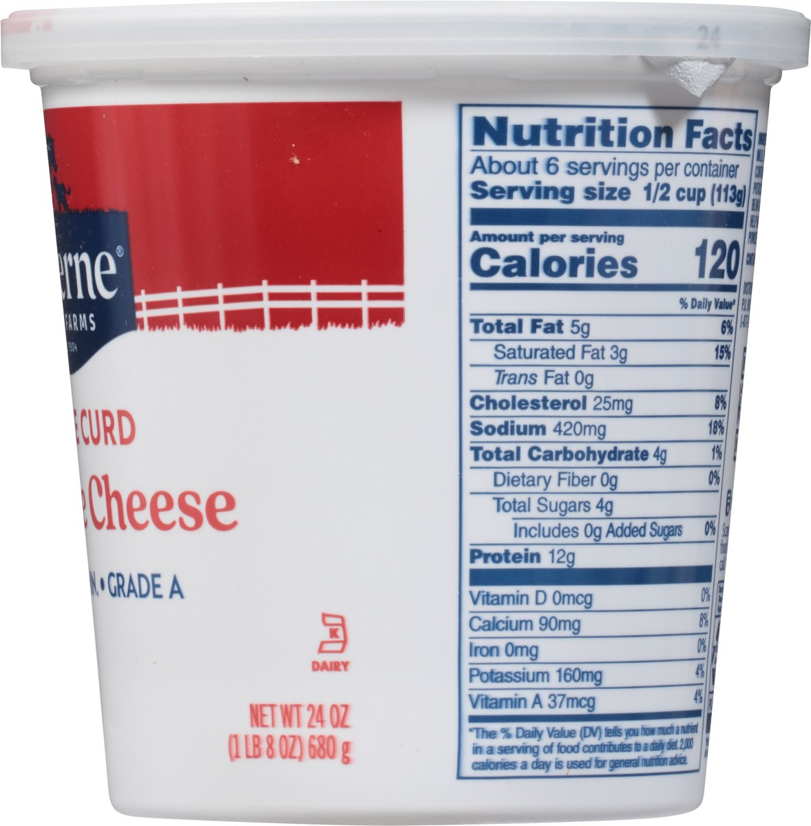 slide 4 of 9, Lucerne Cottage Cheese 4% Large Curd - 24 Oz, 24 oz