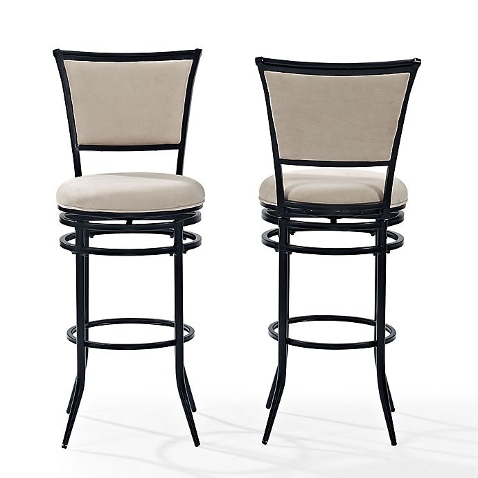 slide 3 of 5, Crosley Rachel Metal SwivelBar Stool - Black/White, 1 ct