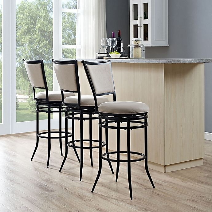 slide 1 of 5, Crosley Rachel Metal SwivelBar Stool - Black/White, 1 ct