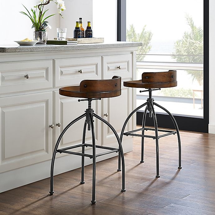 slide 2 of 8, Crosley Furniture Edison Wood and Metal Adjustable Bar Stool, 1 ct