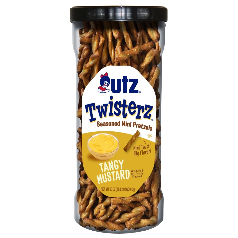 slide 1 of 1, Utz Twisterz Tangy Mustard Seasoned Mini Pretzels, 21 oz