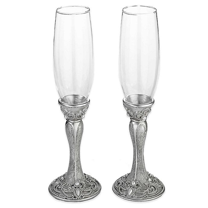 slide 2 of 2, Lillian Rose Regal Elegance Jeweled Toasting Flutes, 2 ct