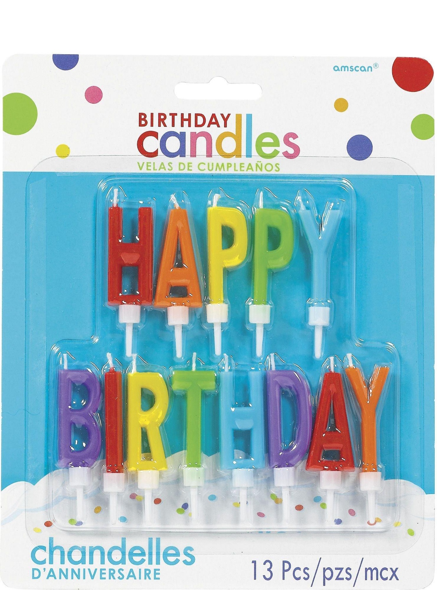 slide 1 of 1, Party City Rainbow Happy Birthday Toothpick Candle Set, 13 ct