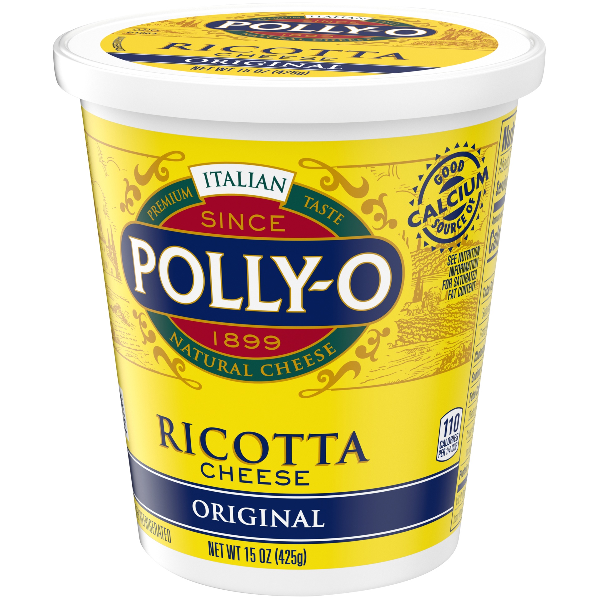 slide 9 of 9, Polly-O Original Whole Milk Ricotta Cheese, 15 oz Tub, 15 oz