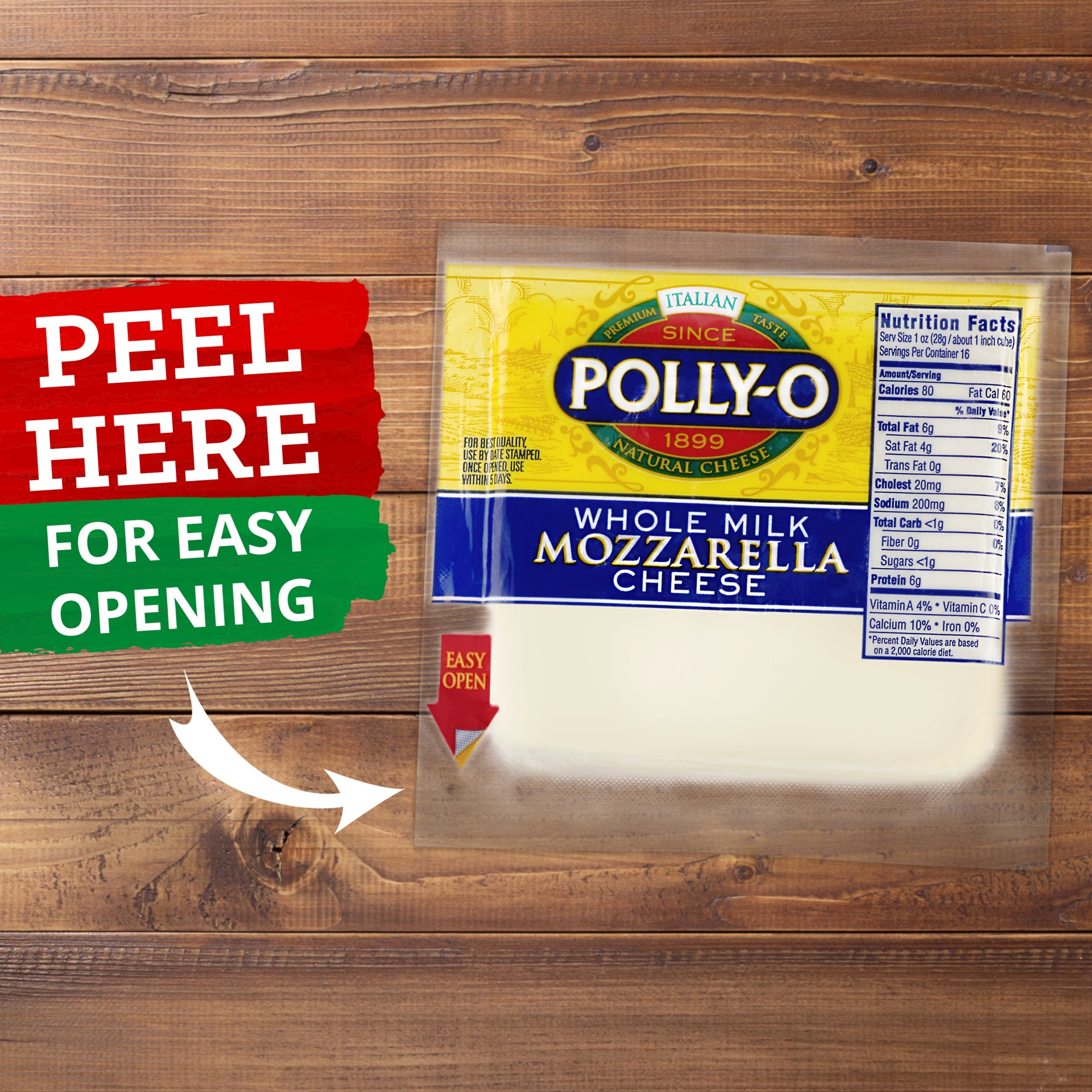 slide 10 of 10, Polly-O Whole Milk Mozzarella Cheese 16 oz. Pack, 16 oz