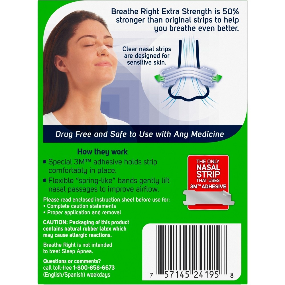 slide 2 of 4, Breathe Right Extra Clear for Sensitive Skin Nasal Strip, 26 ct