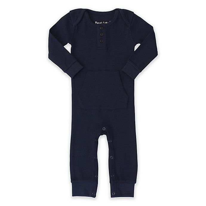 slide 1 of 1, Planet Cotton Newborn Cotton Thermal Coverall - Navy, 1 ct