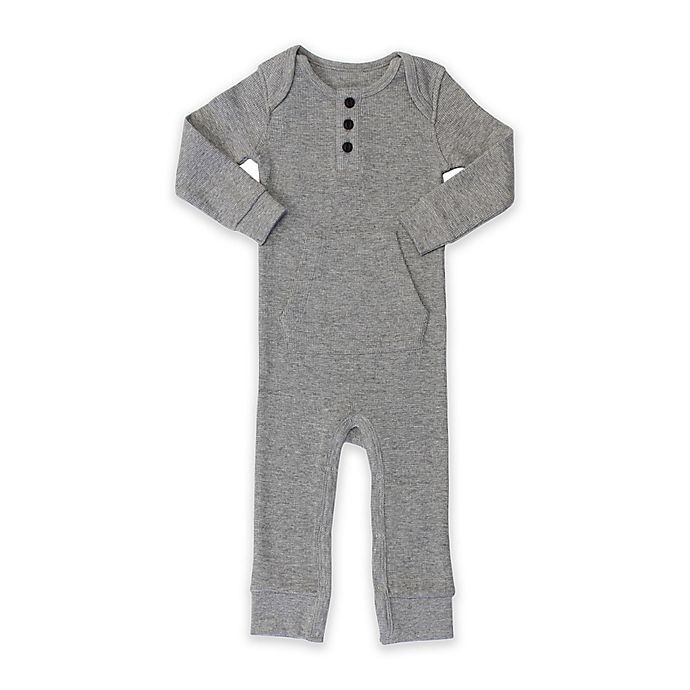 slide 1 of 1, Planet Cotton Newborn Color Block Thermal Coverall - Grey, 1 ct