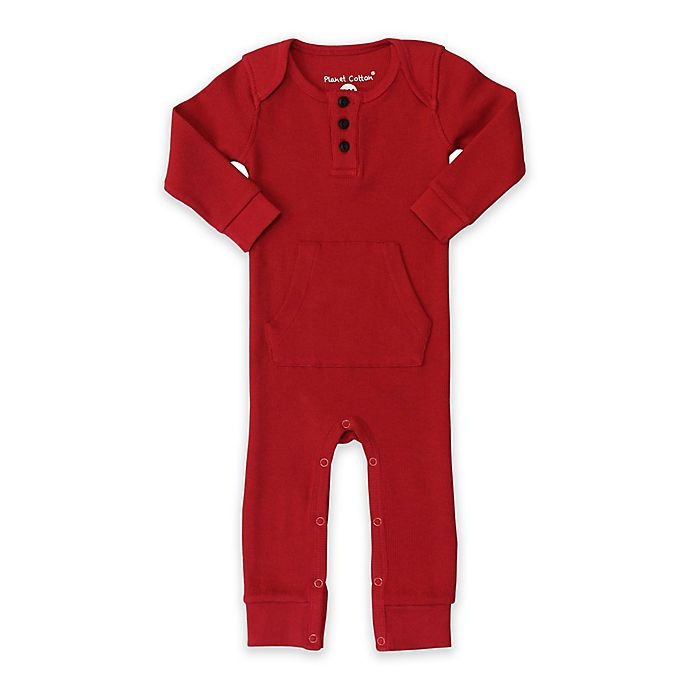 slide 1 of 1, Planet Cotton Newborn Cotton Thermal Coverall - Red, 1 ct